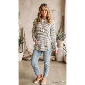 Roxy Nautical Stripped Zipper Women's Hoodie Large
